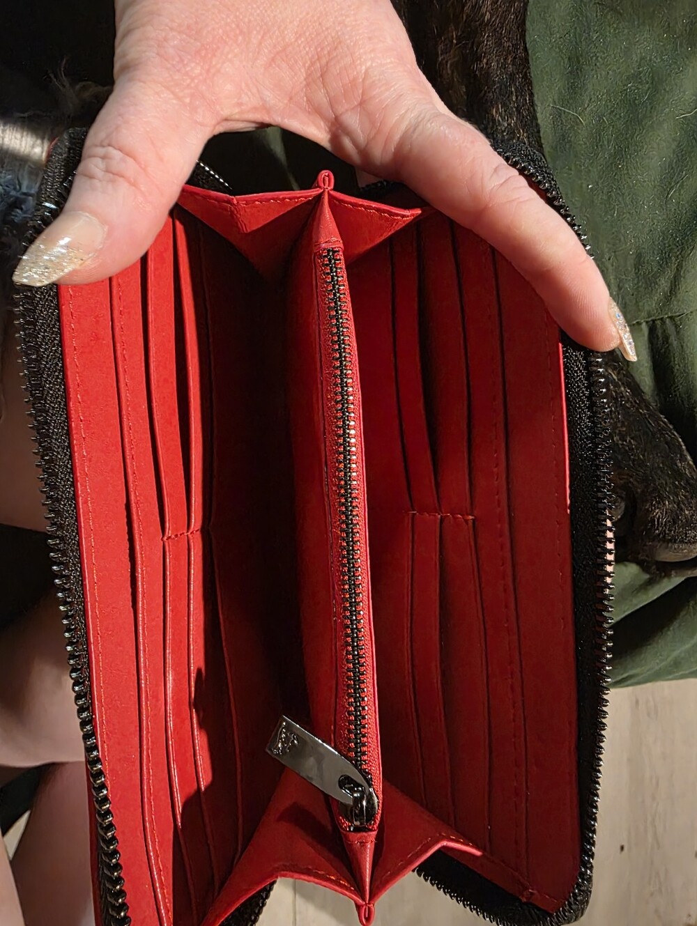USED...Christian Louboutin Black Spiked Leather Zipper Wallet - Picture 13 of 16